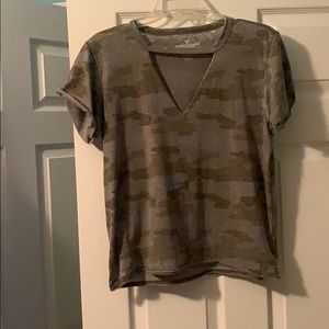 army tee with cut out neck